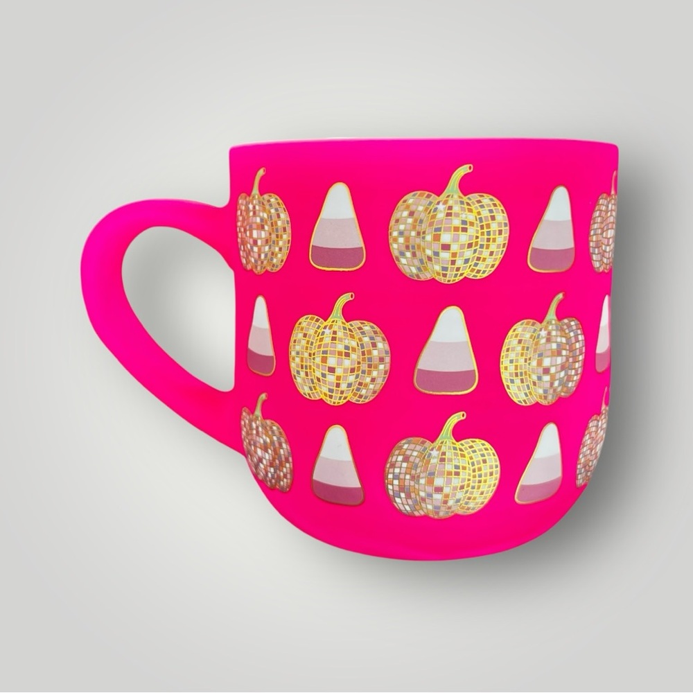 Neon Pink Autumn Halloween Pumpkin Soft Touch Matte Ceramic Mug Cup Gift New - Picture 10 of 14